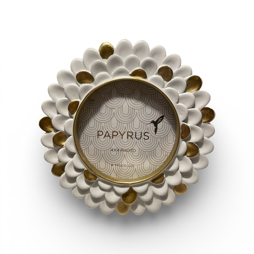 Papyrus Gold and White Petal Photo Frame - Fits 4x4 photo